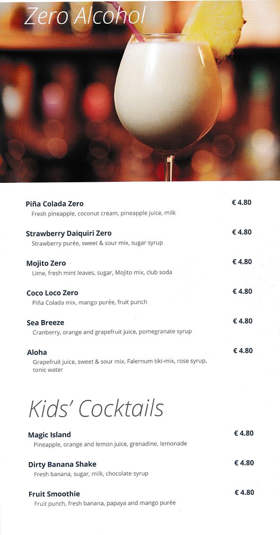 MSC Divina current bar menus MSC Cruises Cruise Critic Community